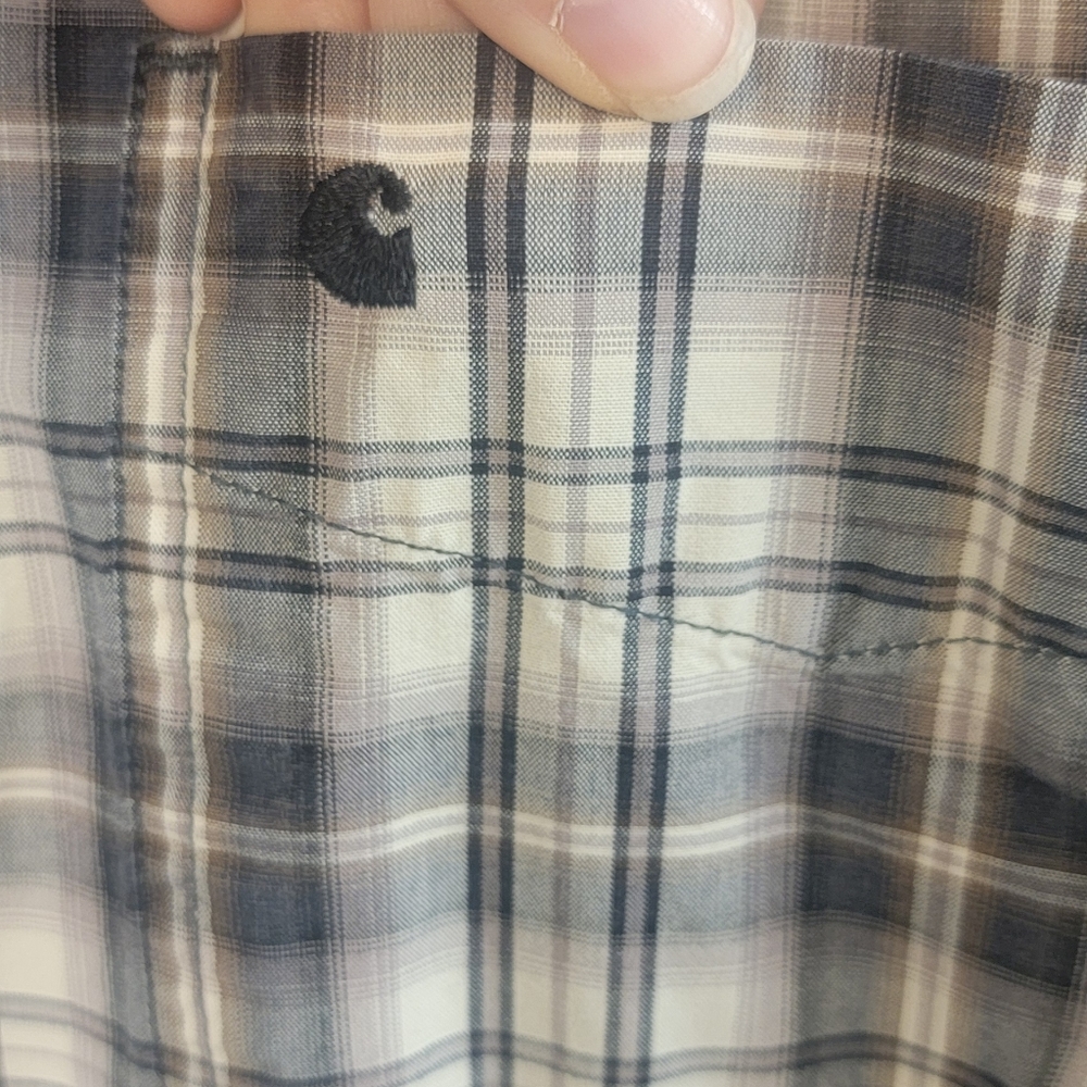Carhartt Mens Stripe Embroidered Logo Relaed fit Buttoned Down Shirt Size‎ 2x - Picture 3 of 8